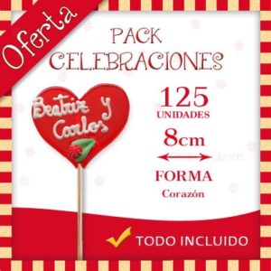 Pack Celebraciones - Piruletas Transparente Artesanal Redonda o Corazón